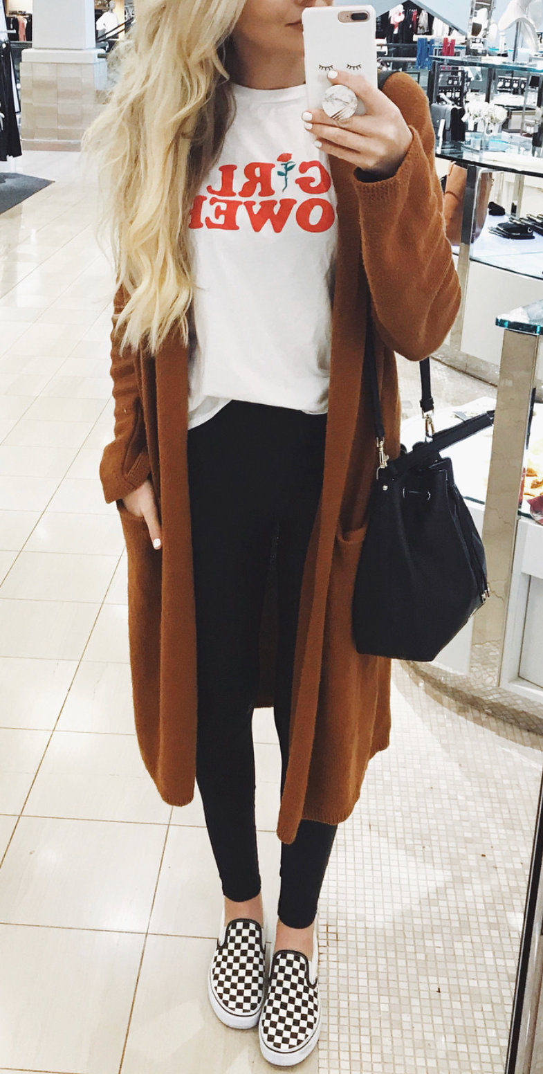 women's brown long-sleeved midi cardigan