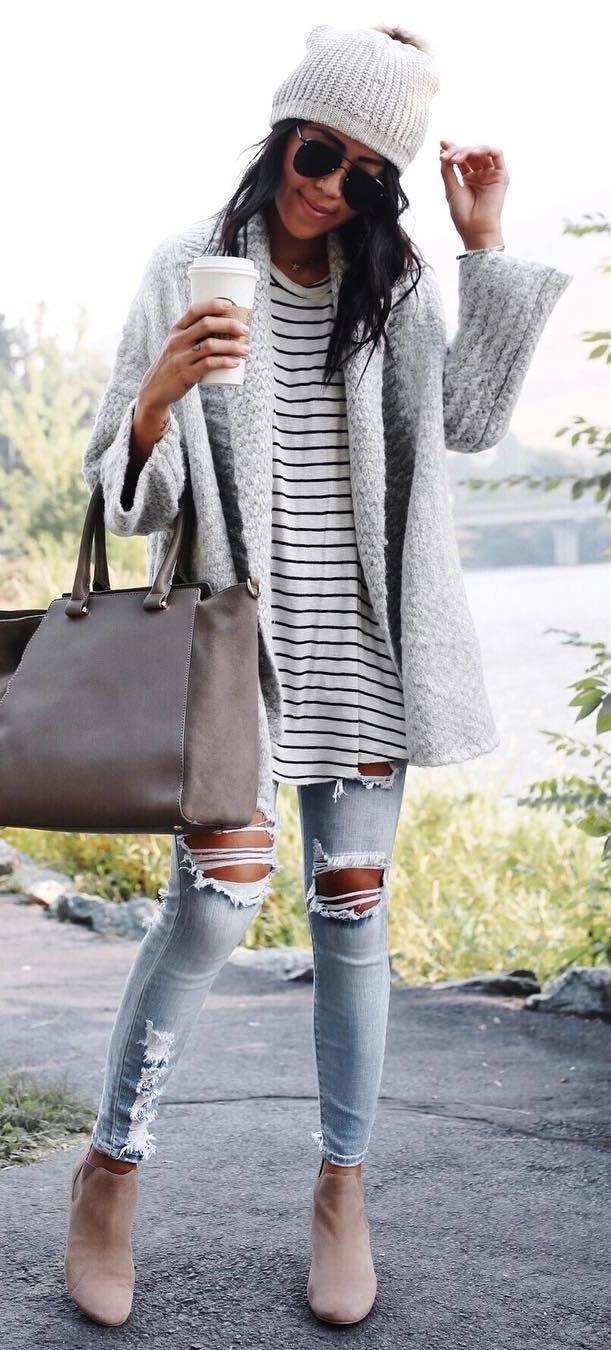 women's grey cardigan