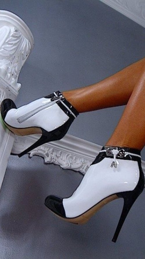 Classy and Elegant Black and White High Heeled Booties