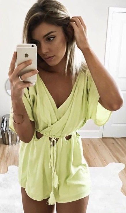 Lime Cut Out Playsuit