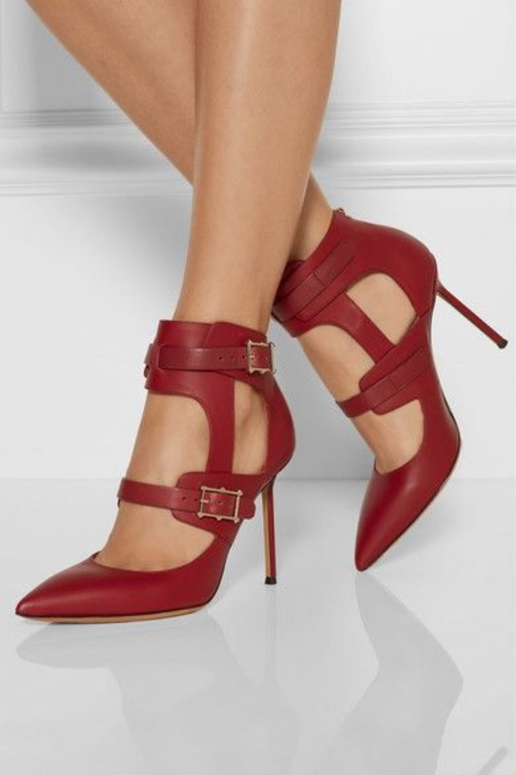 Valentino Hitch On Cutout Leather Pumps