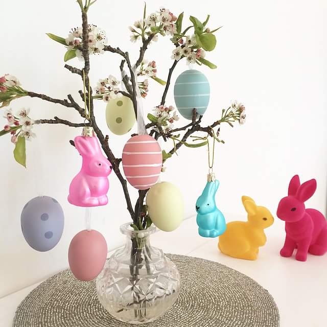 Bunnies And Eggs Tied To The Tree