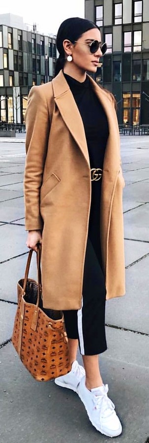 brown coat.