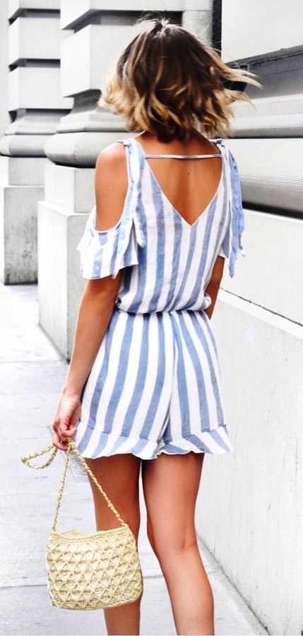 Striped Romper From The Beginning Of Summer