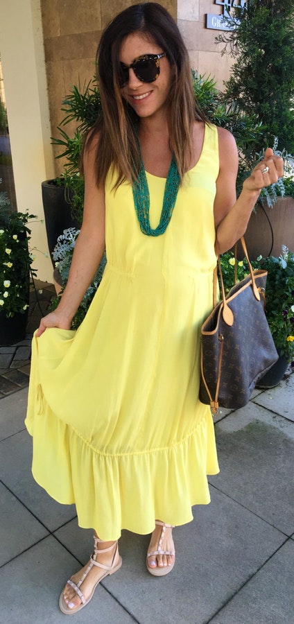 Yellow Dress With Valentino Dupe Sandals