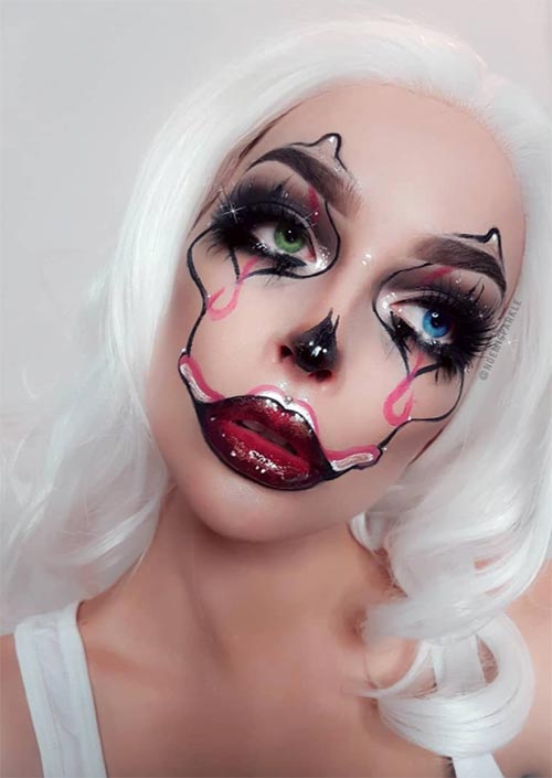 Artsy Clown Halloween Makeup.