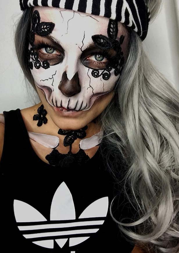 Half Skull Halloween Makeup.
