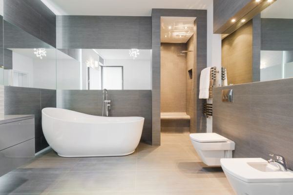 Ideas to decorate gray modern bathrooms