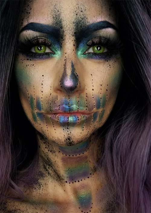 Moonbow Skull Halloween Makeup.