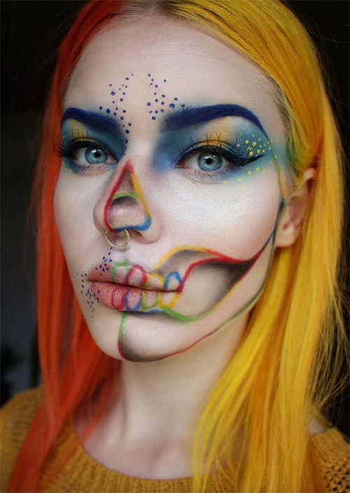 Rainbow Skeleton Makeup.