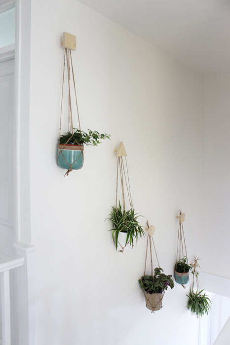 Suspended pots, which will become an original alternative to wall shelves and will not take up much space.