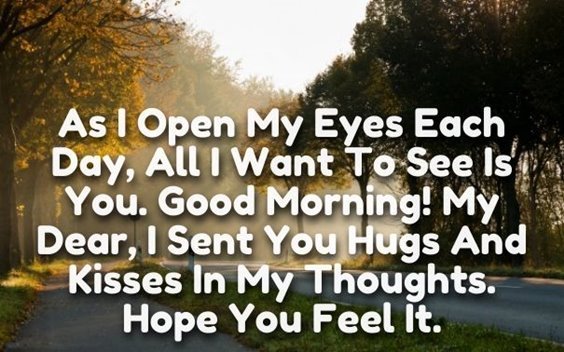 As i open my eyes each day, all i want to see is you. Good morning! My dear, i sent you hugs and kisses in my thoughts. Hope you feel it.