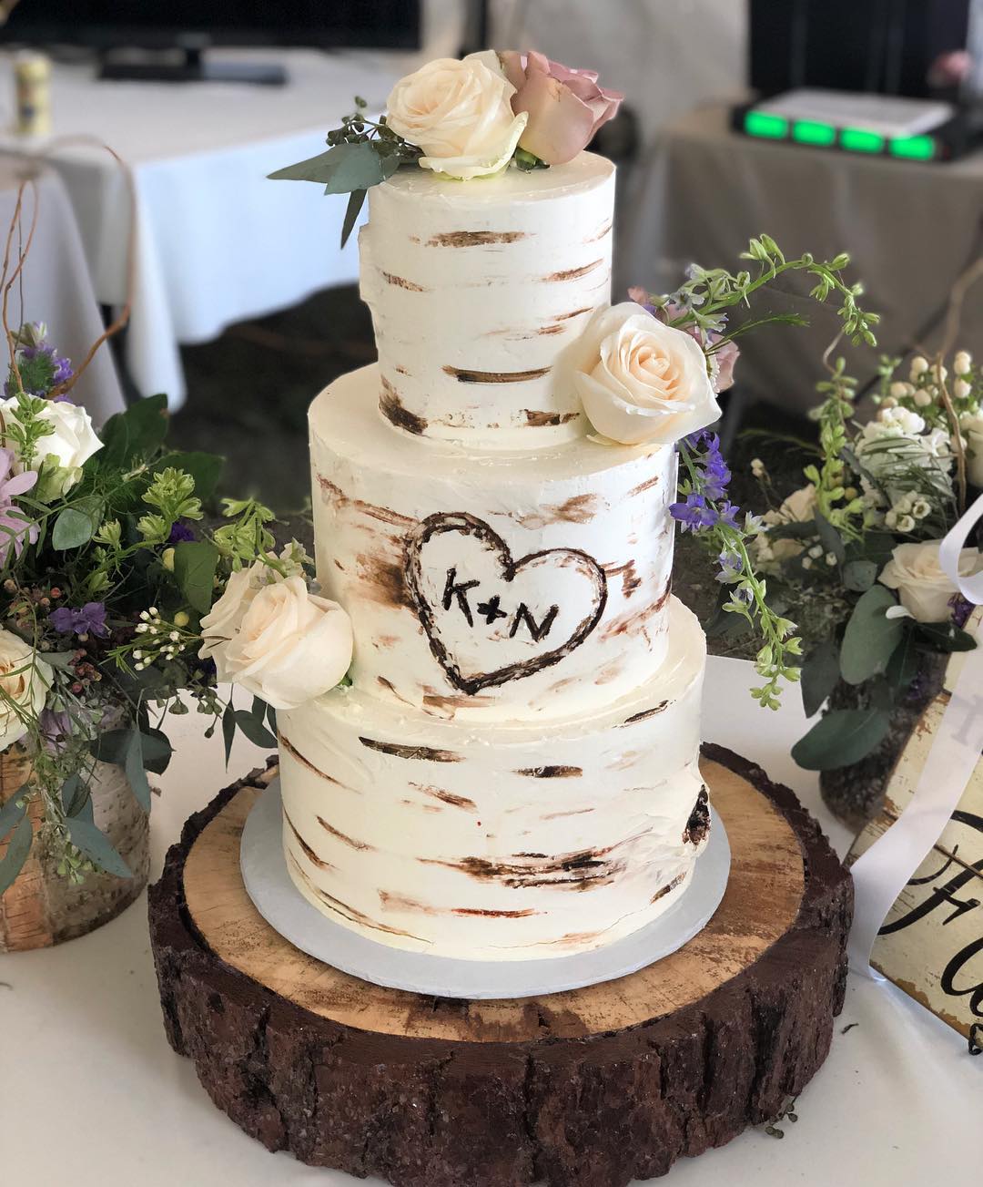 Birch tree buttercream wedding cake