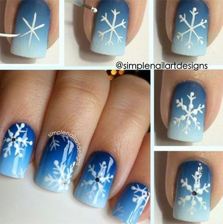 Blue snowflakes nails