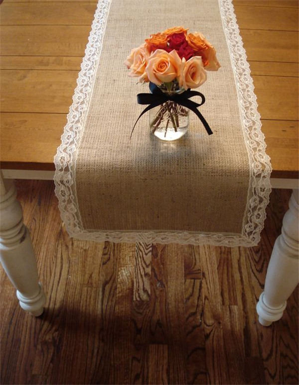 Burlap And Lace Table Runner I Love This One