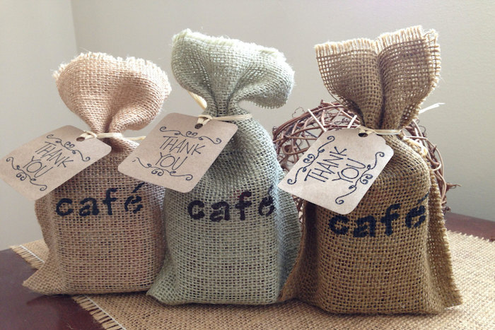 Burlap coffee favor bags