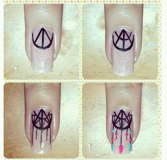 Dreamcatcher nail art