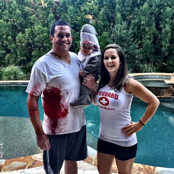 Family shark attack costume.