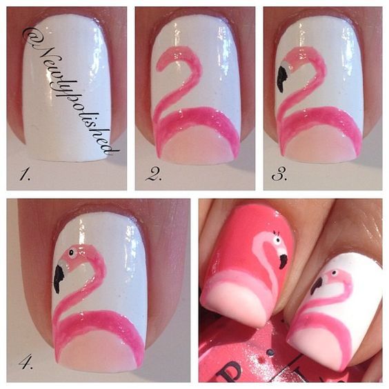 Flamingo nail art