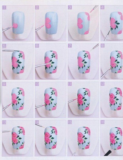 Flowers nail art design