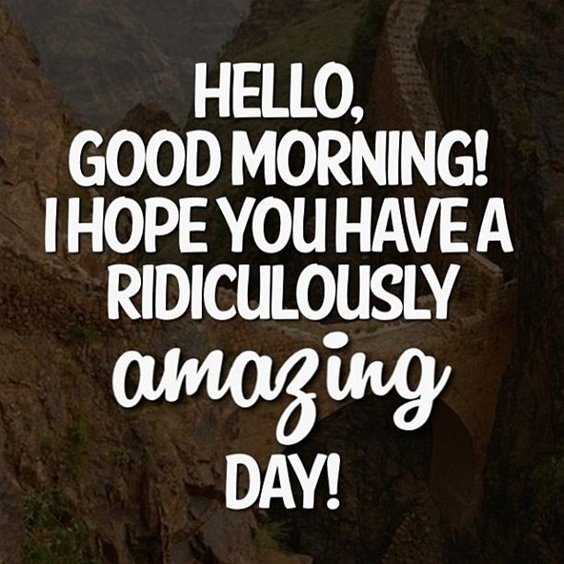 Hello, good morning! I hope you have a ridiculously amazing day!