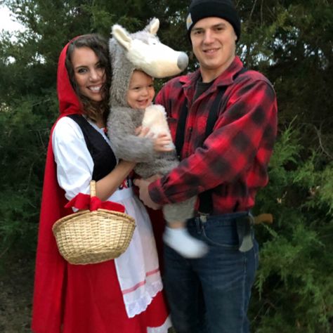 Little red riding hood Big bad wolf and lumber jack.