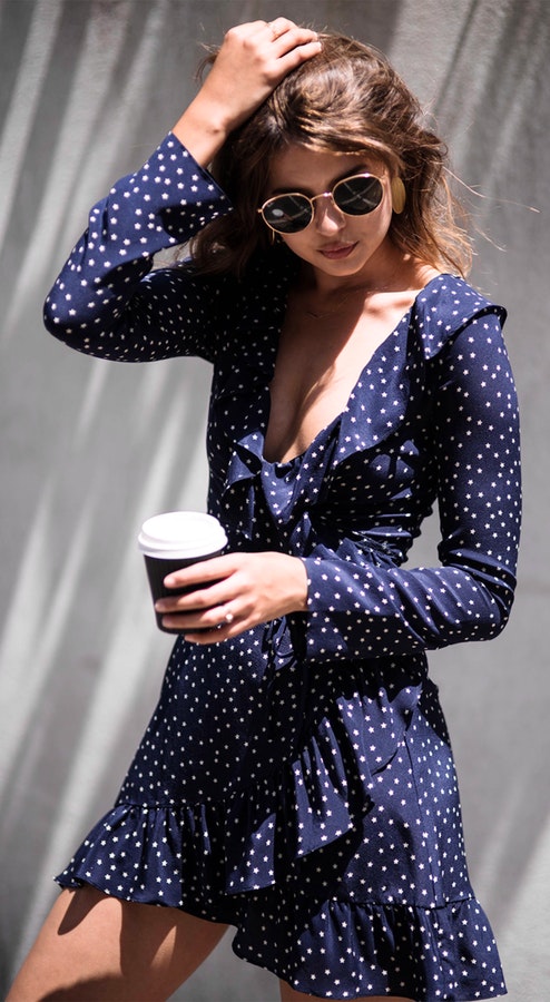 Navy Dotted Dress.