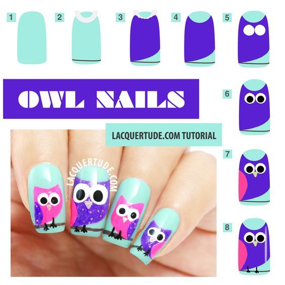 Owl nail art