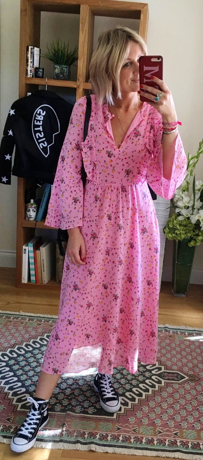 Pink Printed Maxi Dress.