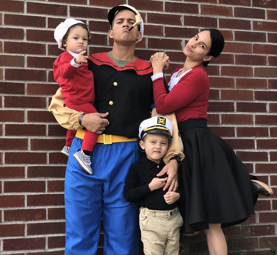 Popeye Olive Oyl Sweet Pea Brutus Family Costume.