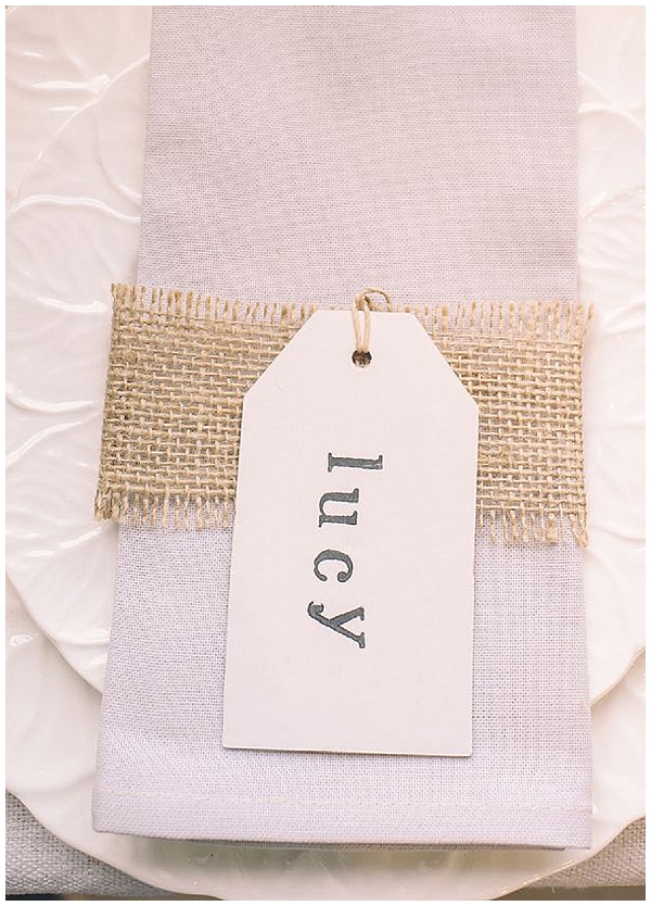 Wrapping hessian around napkin makes a lovely place setting 