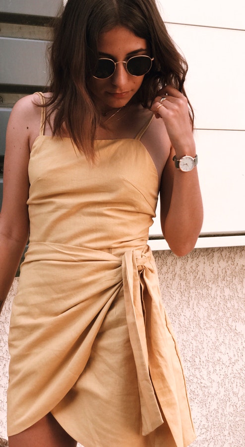 #summer #outfits Yellow Wrap Dress.
