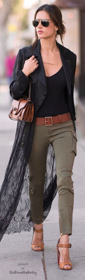 Black Blazer + Army Skinny Pants.