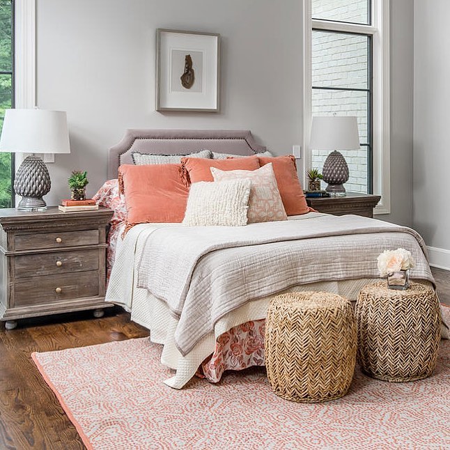 Coral Texture makes for a dreamy bedroom. Pic by homestylednashville