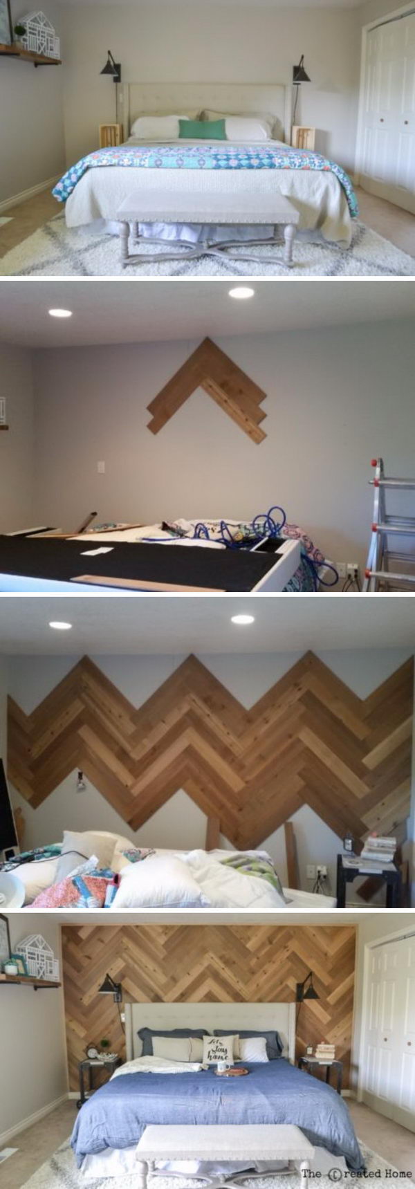 Beautiful DIY Reclaimed Herringbone Accent Wall.