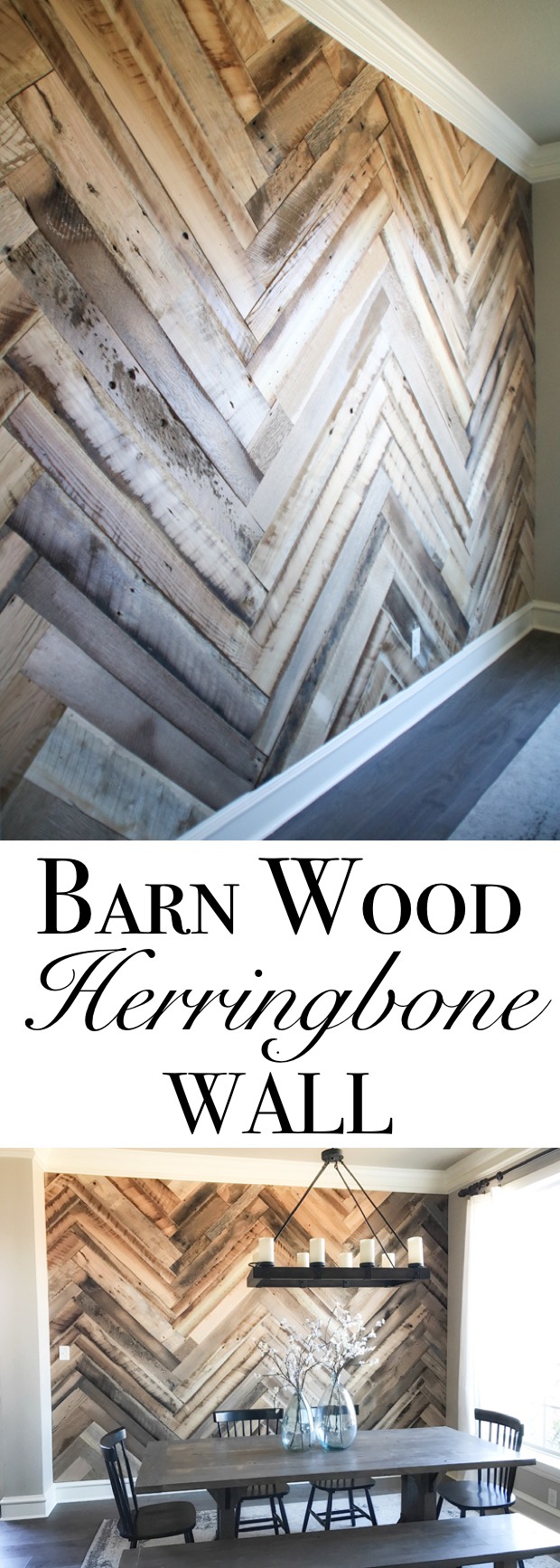 DIY Barn Wood Herringbone Wall.