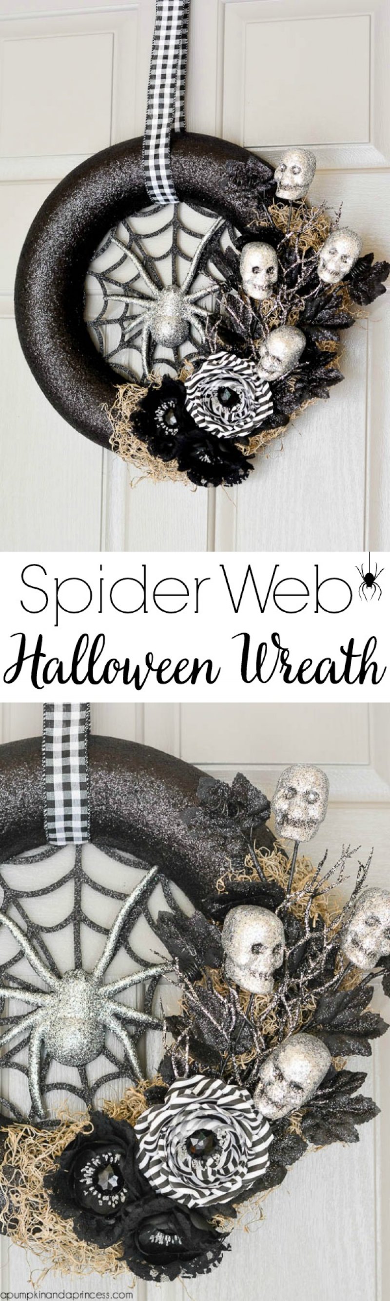 DIY Spider Web Halloween Wreath.
