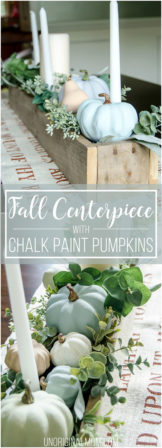 Fall Centerpiece with Chalk Painted Pumpkins.