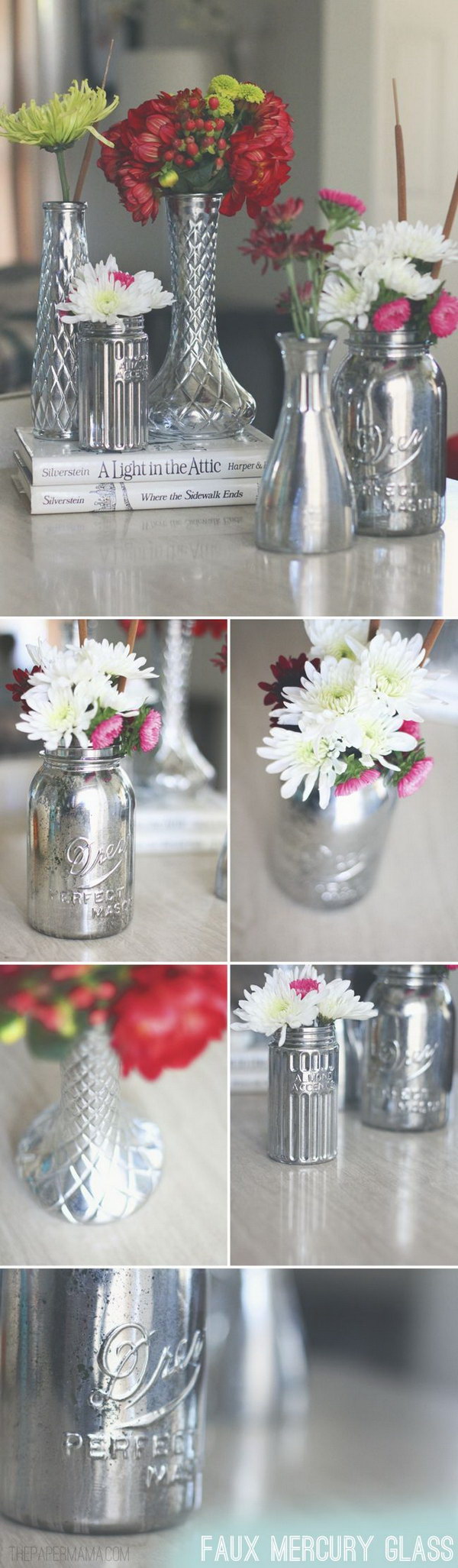 Faux Mercury Glass Vases.