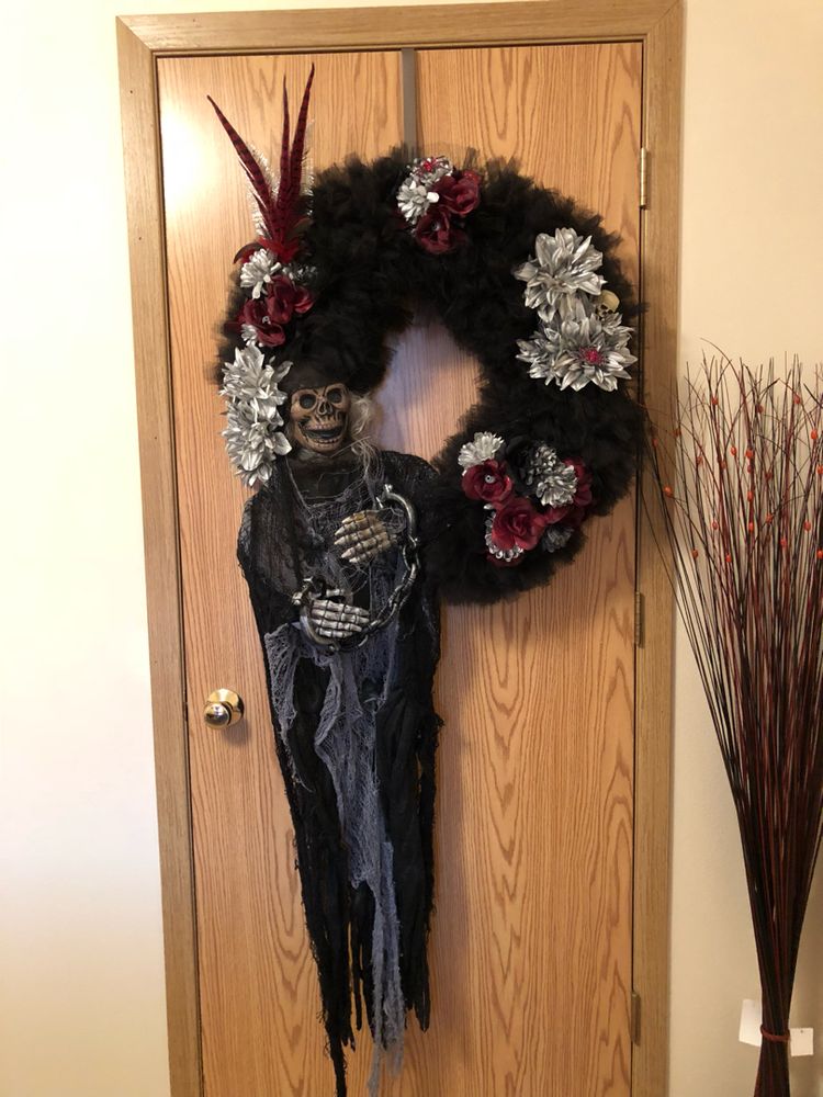 For a tasteful Halloween wreath thats beautifully crafted.