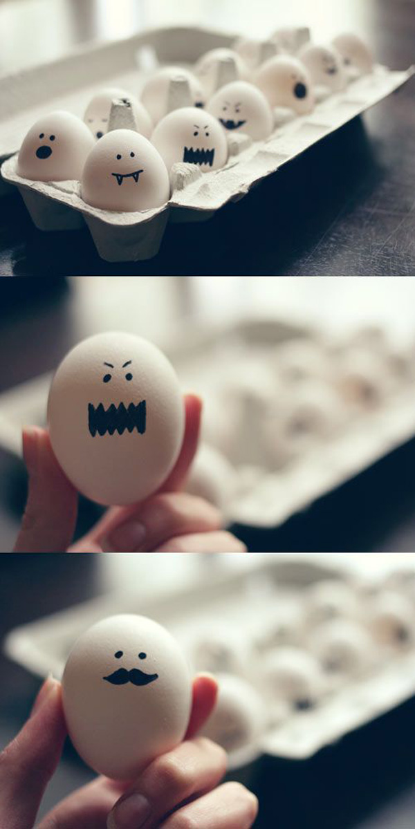 Funny and cute Halloween egg heads.