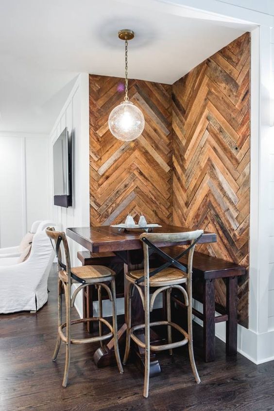 Give A New Look To Your Corner With Herringbone Accent Wall