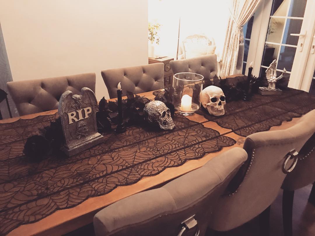 Halloween table decorations.