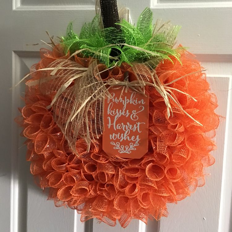 Orange n Black Halloween Tulle Wreath.