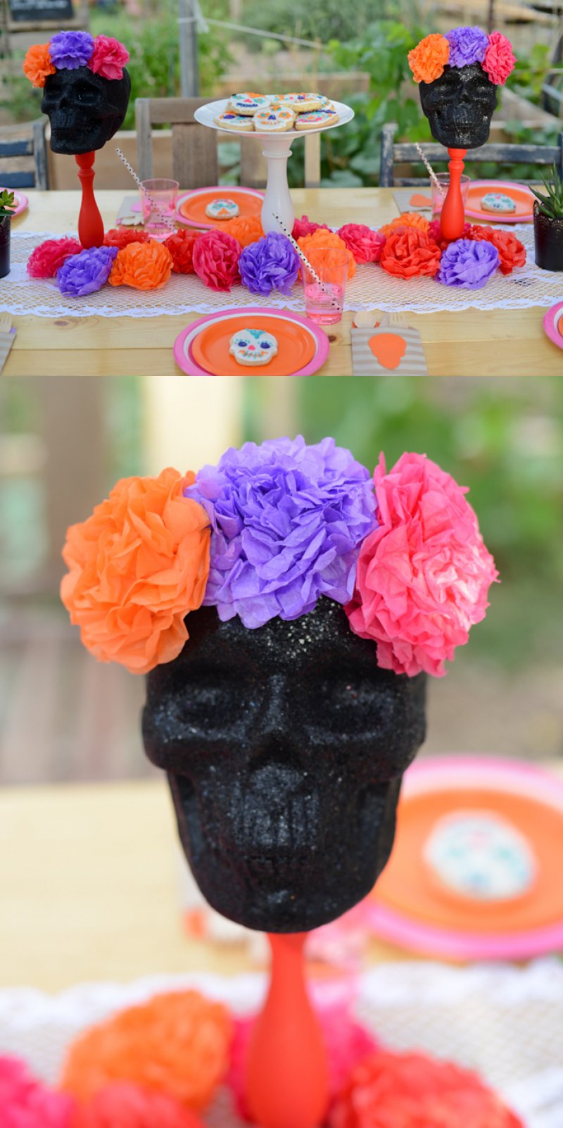 Party day of the dead skull centerpiece.