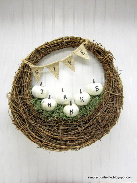 Pumpkin nest thanksgiving wreath