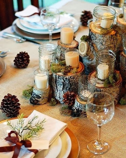 Woodland Style Decor For Thanks Table.