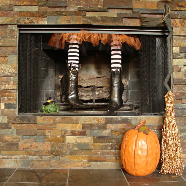 A witch was popping right out of her fireplace!