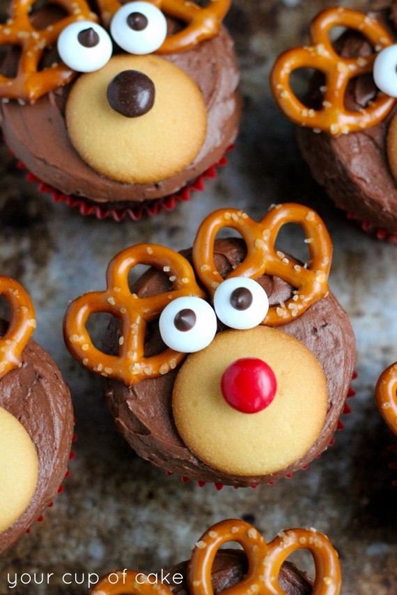 Adorable Reindeer Cupcakes. Easy Christmas Party Food