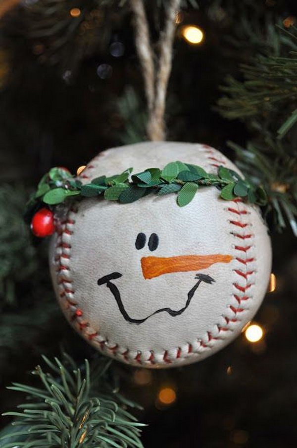 Baseball Snowman Ornament. DIY Snowman Ornaments for Christmas